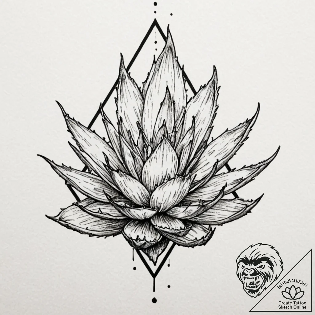 Aloe, ink illustration for tattoo, clear imag... - tattoo sketch (№1751198064_0, 29.06.2025 11:54) — tattoovalue.net