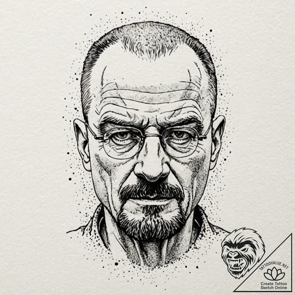 Walter white's face from breaking bad, tattoo... - tattoo sketch (№1751198300_0, 29.06.2025 11:58) — tattoovalue.net