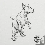 Bull terrier, tattoo line art, on white paper… – tattoo sketch (№1751198531_0, 29.06.2025 12:02) — tattoovalue.net