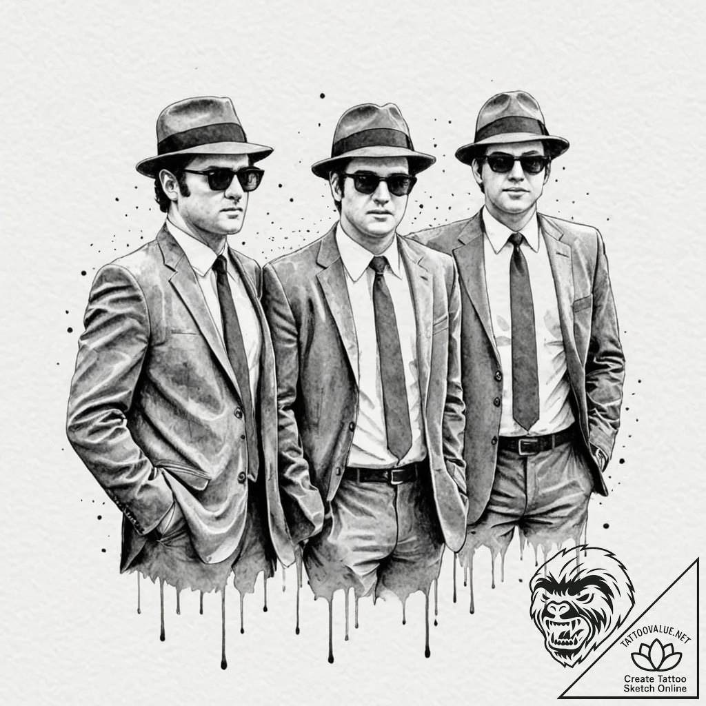 A sketch of the main characters from the blue... - tattoo sketch (№1751198975_0, 29.06.2025 12:09) — tattoovalue.net