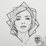 Shattered mirror reflecting a different face,… – tattoo sketch (№1751199267_0, 29.06.2025 12:14) — tattoovalue.net