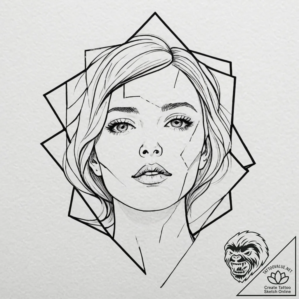 Shattered mirror reflecting a different face,... - tattoo sketch (№1751199267_0, 29.06.2025 12:14) — tattoovalue.net