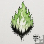 A watercolor tattoo of the wildfire explosion… – tattoo sketch (№1751199373_0, 29.06.2025 12:16) — tattoovalue.net