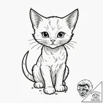 Kitten, tattoo line art, black outline only,… – tattoo sketch (№1751199894_0, 29.06.2025 12:24) — tattoovalue.net