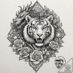 Tiger and dragon, tattoo drawing outline, min… – tattoo sketch (№1751200690_0, 29.06.2025 12:38) — tattoovalue.net