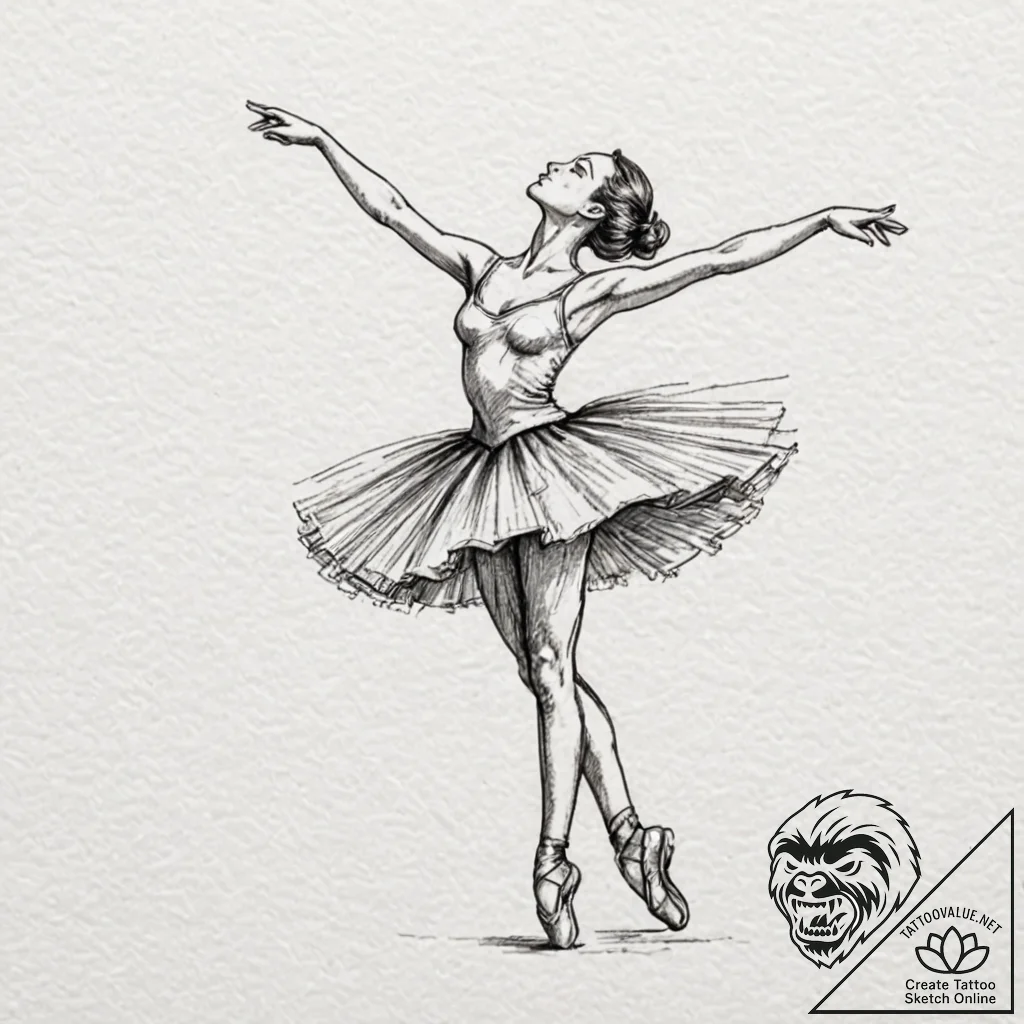 A music box with a dancing ballerina, concept... - tattoo sketch (№1751201207_0, 29.06.2025 12:46) — tattoovalue.net