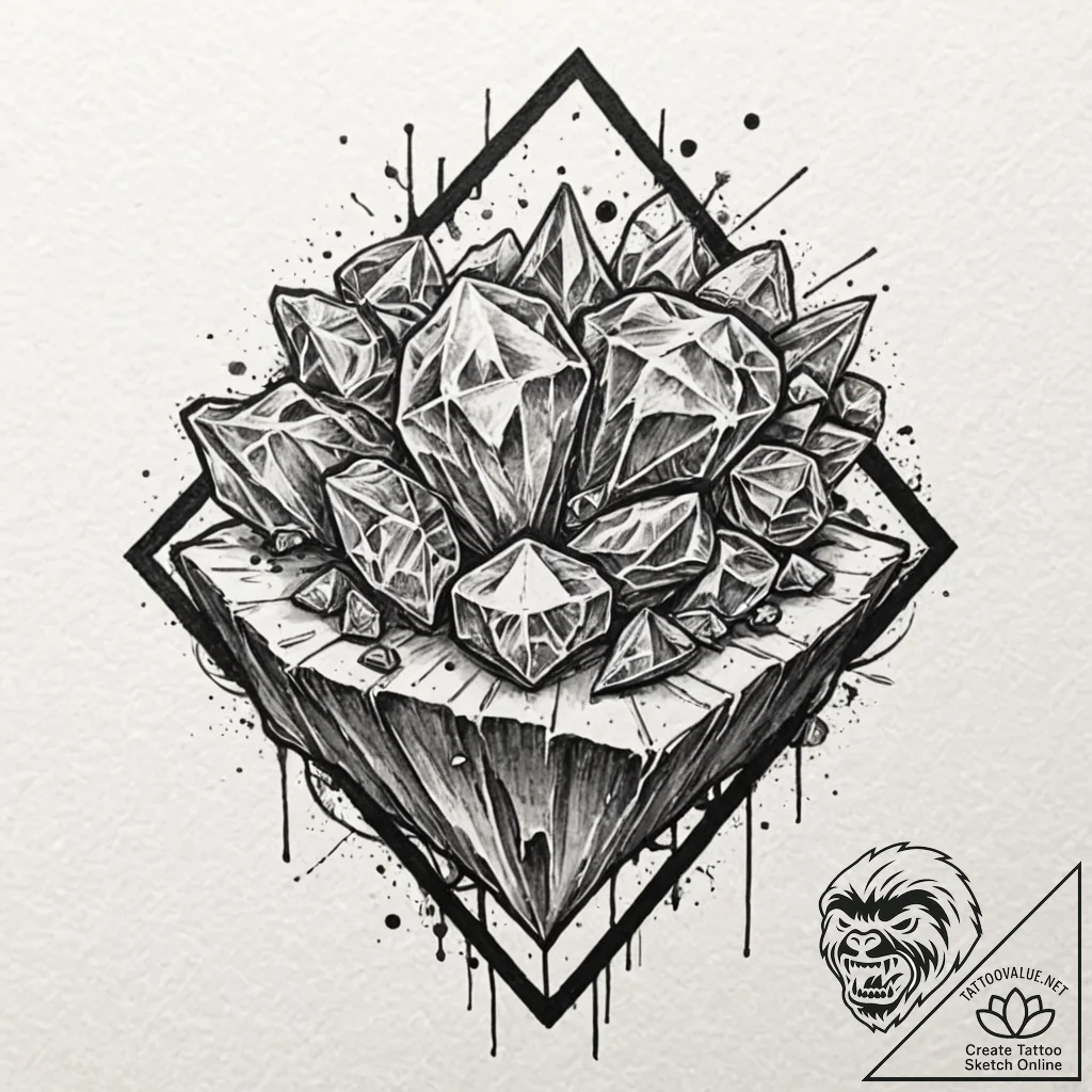 A trash polka composition of the diamond heis... - tattoo sketch (№1751201642_0, 29.06.2025 12:54) — tattoovalue.net