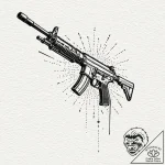 Machine gun, ink illustration for tattoo, dyn… – tattoo sketch (№1751201851_0, 29.06.2025 12:57) — tattoovalue.net