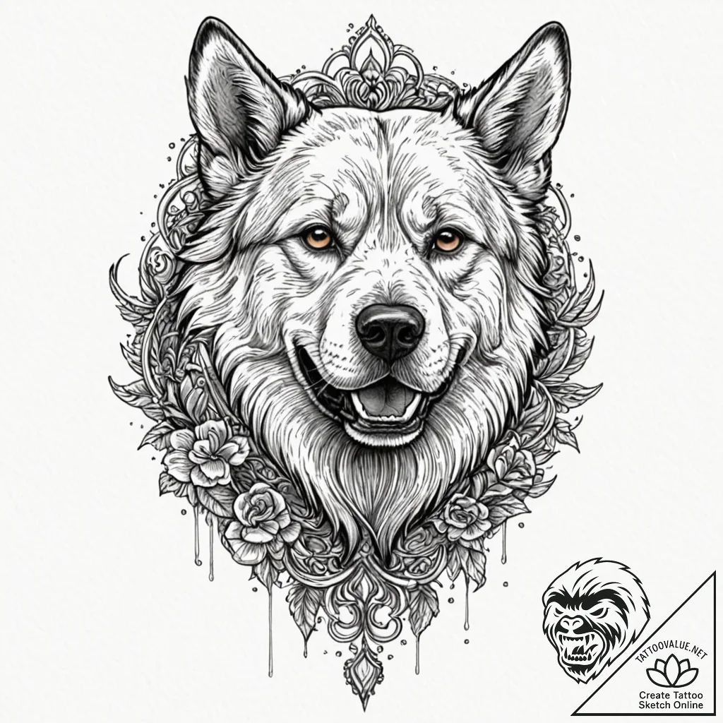 A neo-traditional tattoo of cujo the dog, rab... - tattoo sketch (№1751202060_0, 29.06.2025 13:01) — tattoovalue.net