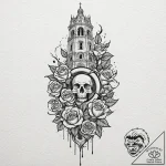 A watercolor sketch of the avengers tower,, t… – tattoo sketch (№1751202173_0, 29.06.2025 13:02) — tattoovalue.net