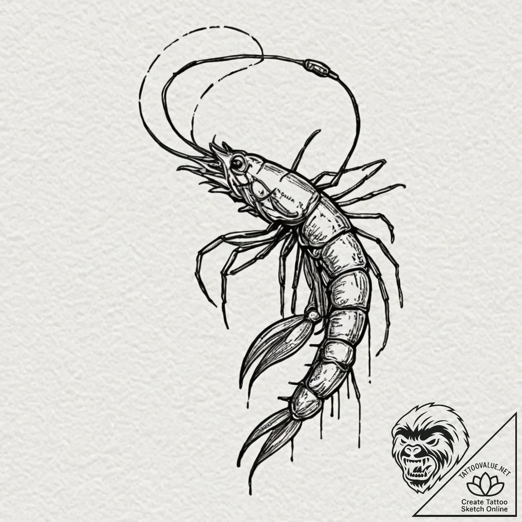A sketch of a prawn from district 9, looking... - tattoo sketch (№1751202610_0, 29.06.2025 13:10) — tattoovalue.net