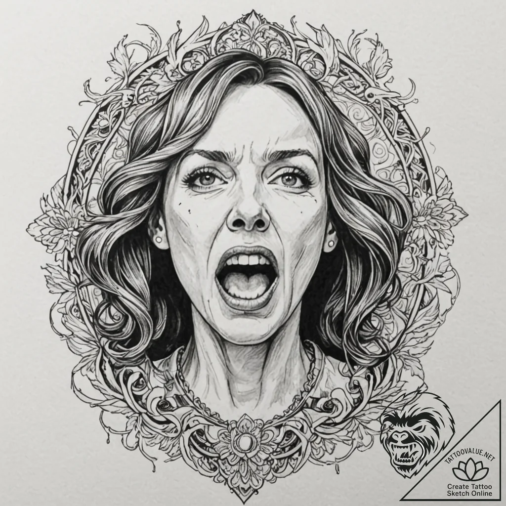 A trash polka portrait of toni collette's scr... - tattoo sketch (№1751203435_0, 29.06.2025 13:23) — tattoovalue.net