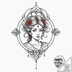Fortune (goddess/symbol), tattoo line art, li… – tattoo sketch (№1751203772_0, 29.06.2025 13:29) — tattoovalue.net