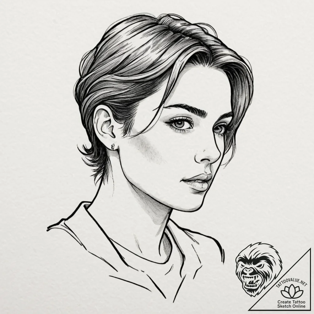 A neo-traditional portrait of the main charac... - tattoo sketch (№1751203985_0, 29.06.2025 13:33) — tattoovalue.net