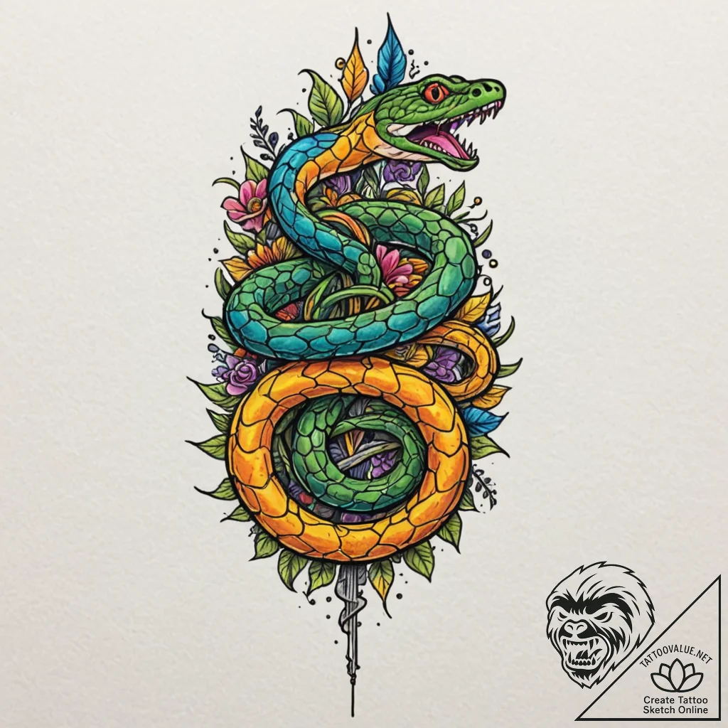 A dagger with a snake coiled around it, artis... - tattoo sketch (№1751204209_0, 29.06.2025 13:36) — tattoovalue.net