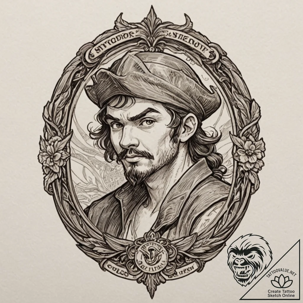 A neo-traditional tattoo of peter pan fightin... - tattoo sketch (№1751204310_0, 29.06.2025 13:38) — tattoovalue.net