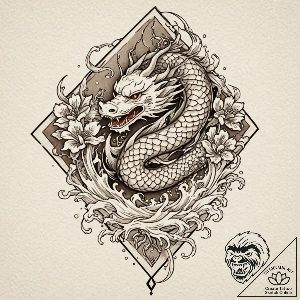 Metatron's cube, tattoo line art, irezumi jap... - tattoo sketch (№1751204417_0, 29.06.2025 13:40) — tattoovalue.net