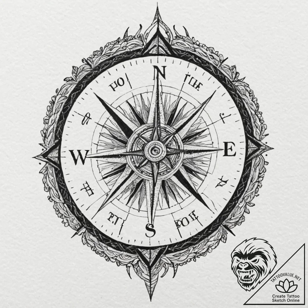 A norse compass (vegvisir), tattoo sketch des... - tattoo sketch (№1751204964_0, 29.06.2025 13:49) — tattoovalue.net