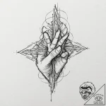 A graphic novel panel of a host being created… – tattoo sketch (№1751205184_0, 29.06.2025 13:53) — tattoovalue.net