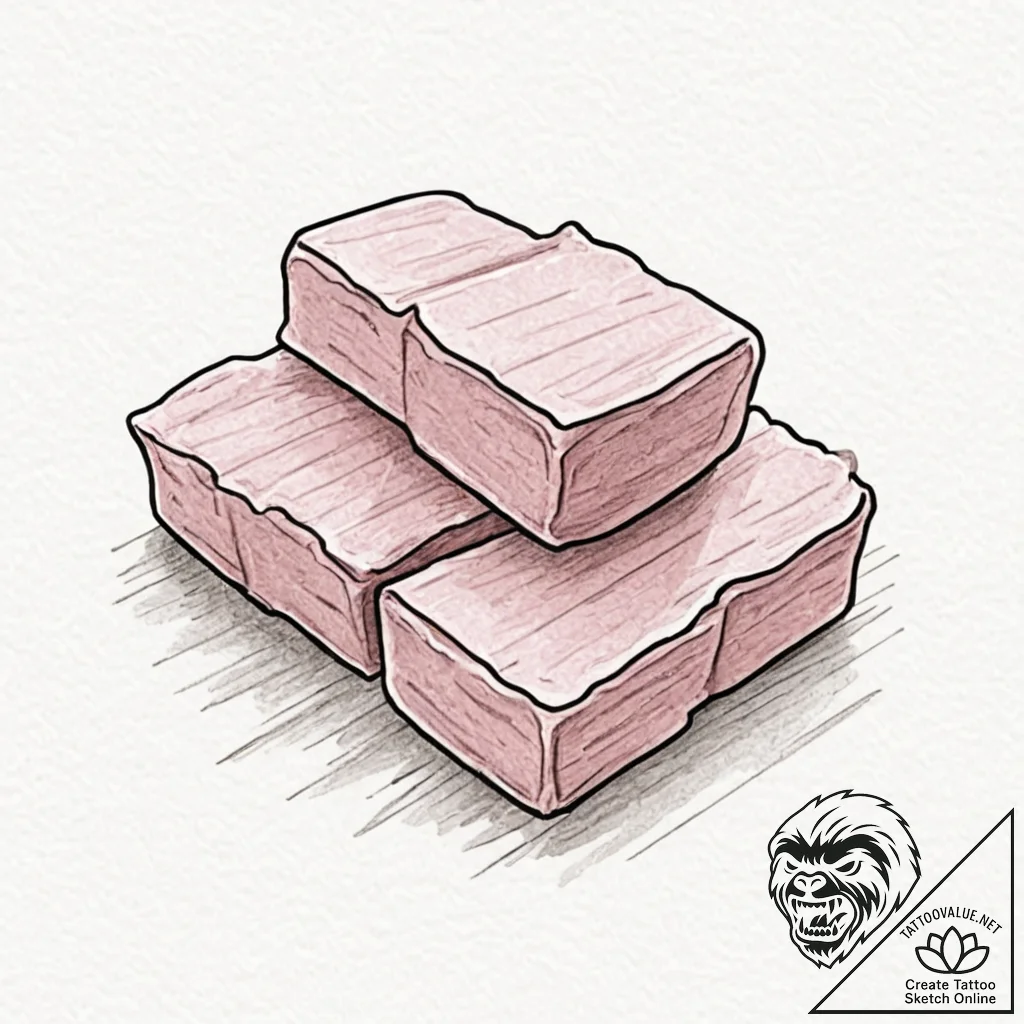 A minimalist tattoo of a bar of pink soap fro... - tattoo sketch (№1751205744_0, 29.06.2025 14:02) — tattoovalue.net
