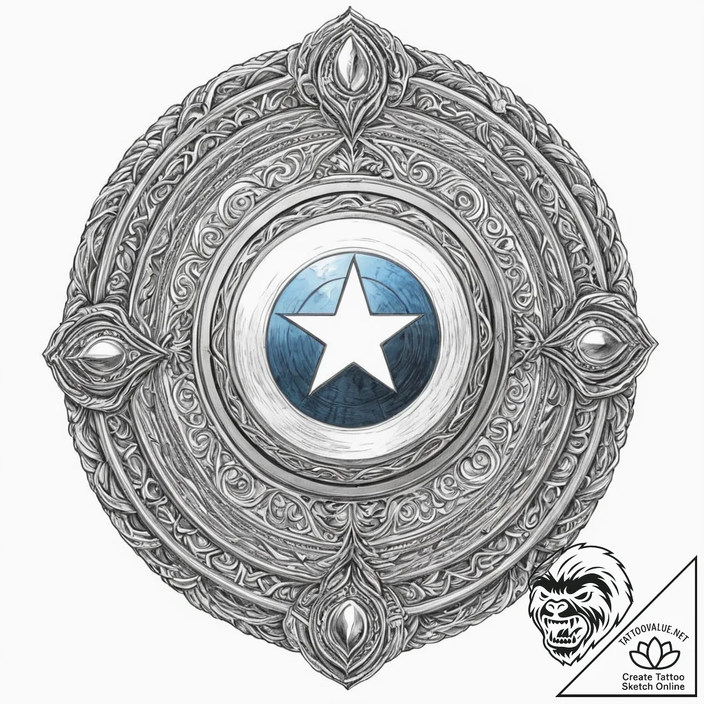 A graphic novel panel of captain america's sh... - tattoo sketch (№1751206527_0, 29.06.2025 14:15) — tattoovalue.net