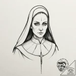 A linework tattoo of the valak demon nun from… – tattoo sketch (№1751206647_0, 29.06.2025 14:17) — tattoovalue.net
