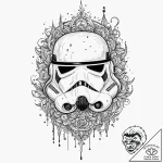 19. trash polka style tattoo of a stormtroope… – tattoo sketch (№1751207217_0, 29.06.2025 14:26) — tattoovalue.net