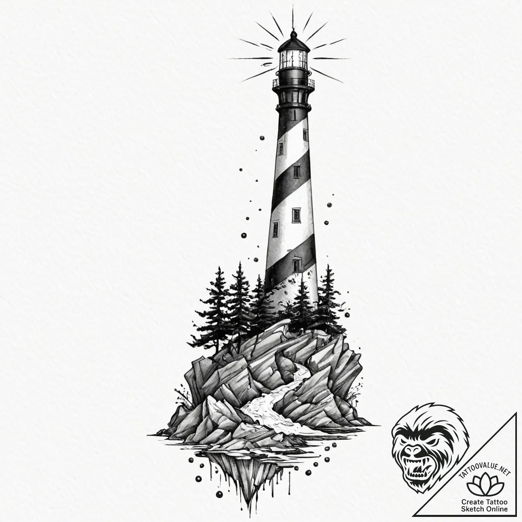 Lighthouse, tattoo flash sheet design, clear... - tattoo sketch (№1751207541_0, 29.06.2025 14:32) — tattoovalue.net