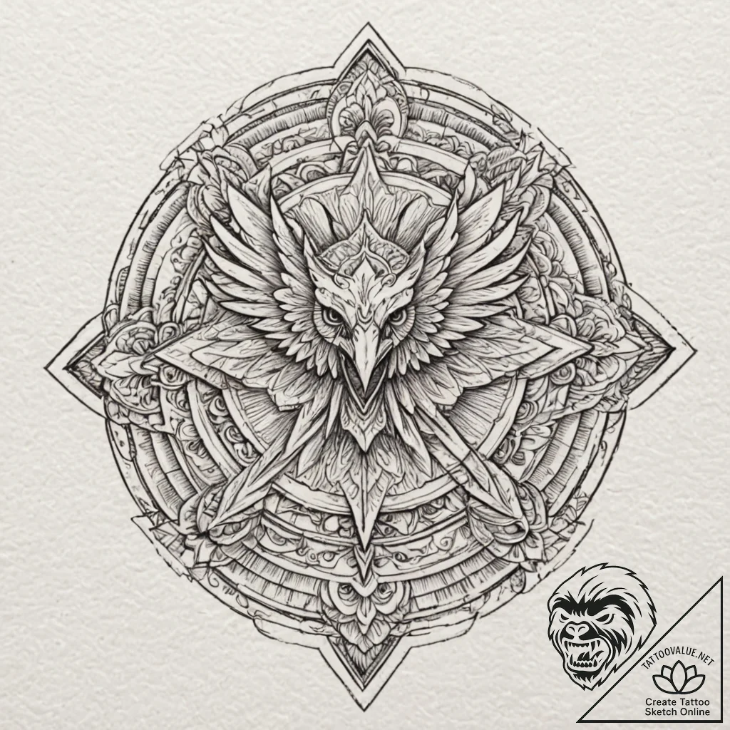 Linework tattoo of the harkonnen griffin symb... - tattoo sketch (№1751207870_0, 29.06.2025 14:37) — tattoovalue.net