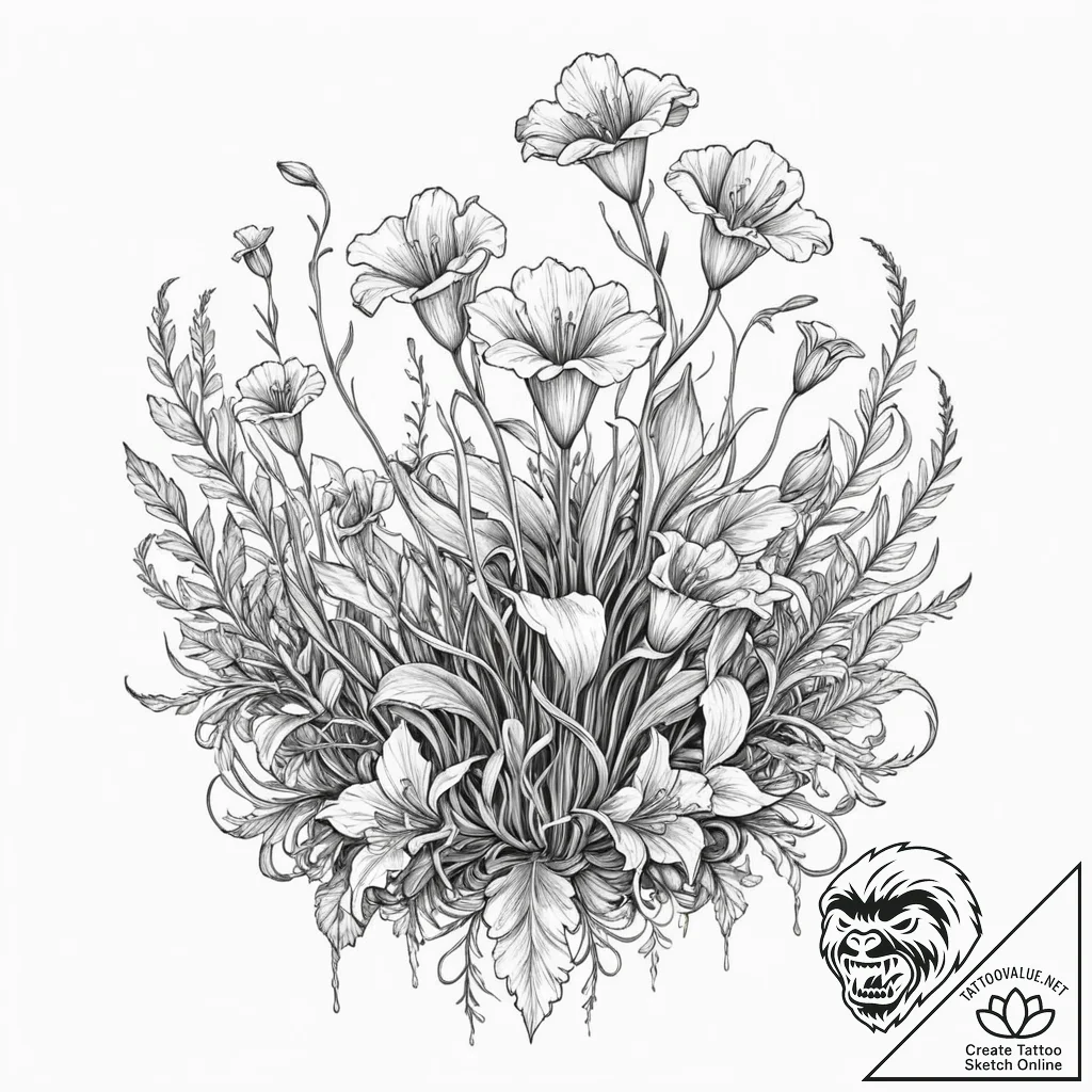 A carnivorous plant collection, artistic tatt... - tattoo sketch (№1751208542_0, 29.06.2025 14:49) — tattoovalue.net