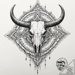 Bull skull, tattoo flash sheet design, detail… – tattoo sketch (№1751208659_0, 29.06.2025 14:50) — tattoovalue.net