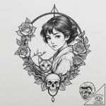 A neo-traditional tattoo of kiki from kiki’s… – tattoo sketch (№1751208887_0, 29.06.2025 14:54) — tattoovalue.net