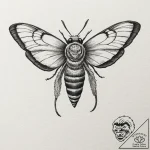 A neo-traditional tattoo of a death’s-head ha… – tattoo sketch (№1751208995_0, 29.06.2025 14:56) — tattoovalue.net