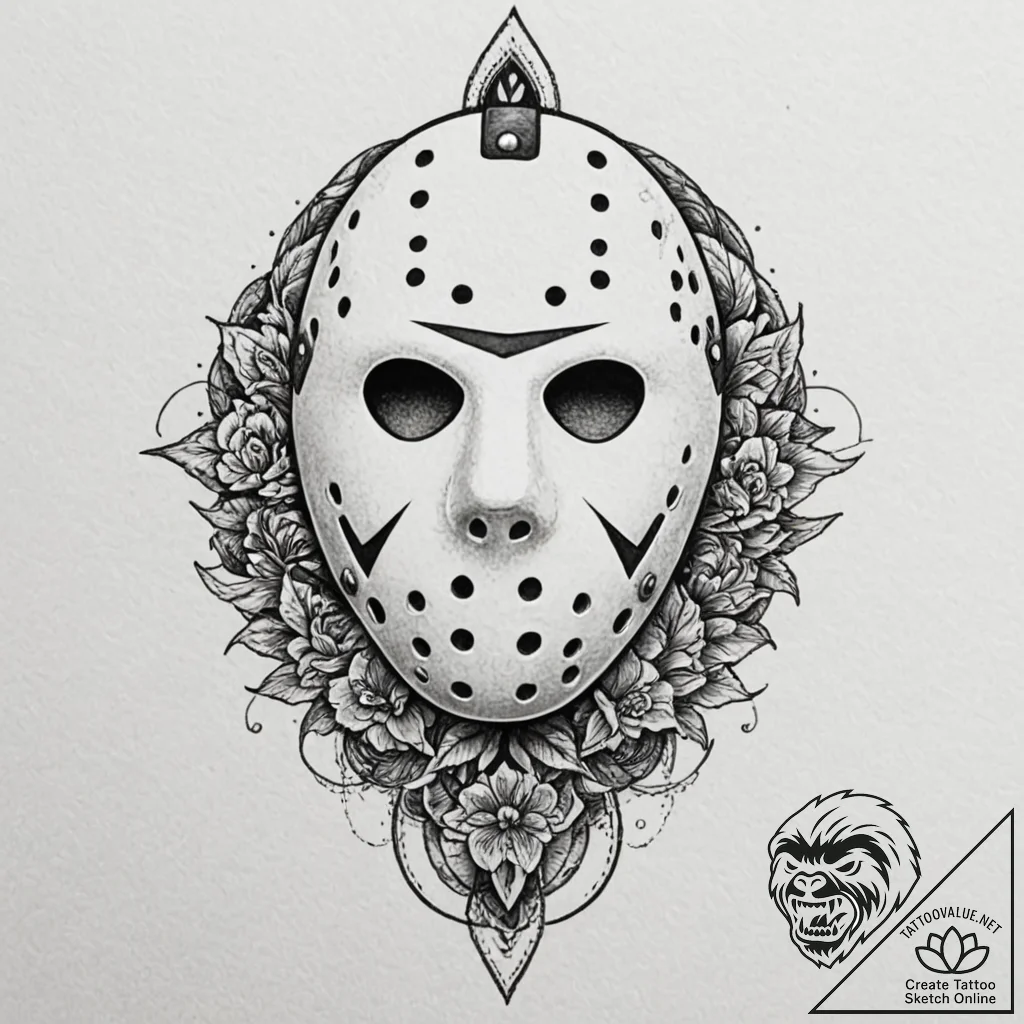 A graphic novel style sketch of jason voorhee... - tattoo sketch (№1751209107_0, 29.06.2025 14:58) — tattoovalue.net