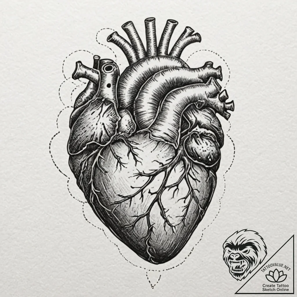 Anatomical heart, tattoo flash sheet design,... - tattoo sketch (№1751209345_0, 29.06.2025 15:02) — tattoovalue.net