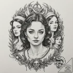 A trash polka portrait of dorothy and her fri… – tattoo sketch (№1751209682_0, 29.06.2025 15:08) — tattoovalue.net