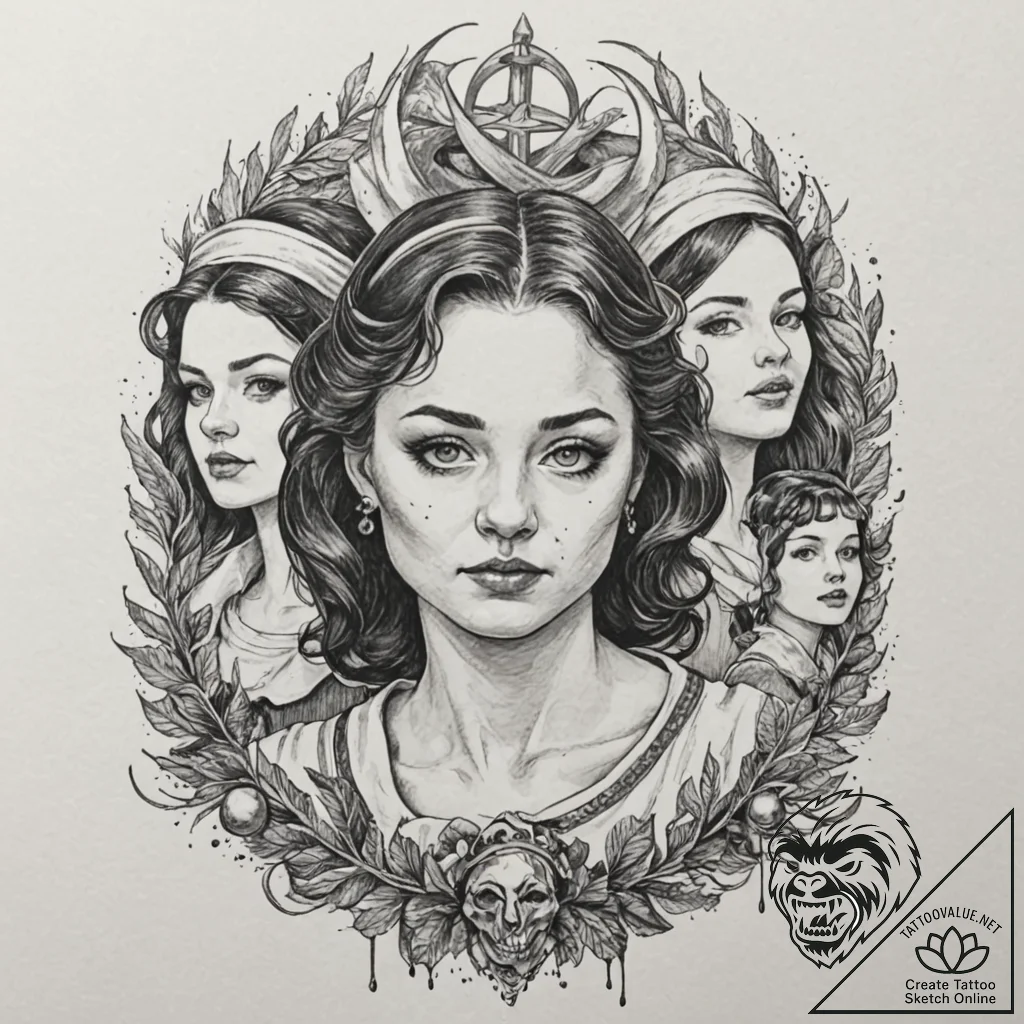 A trash polka portrait of dorothy and her fri... - tattoo sketch (№1751209682_0, 29.06.2025 15:08) — tattoovalue.net