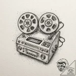 Reel-to-reel tape player, tattoo drawing outl… – tattoo sketch (№1751209805_0, 29.06.2025 15:10) — tattoovalue.net