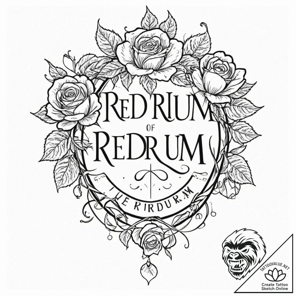 A sketch of the phrase "redrum" written on a... - tattoo sketch (№1751210029_0, 29.06.2025 15:13) — tattoovalue.net