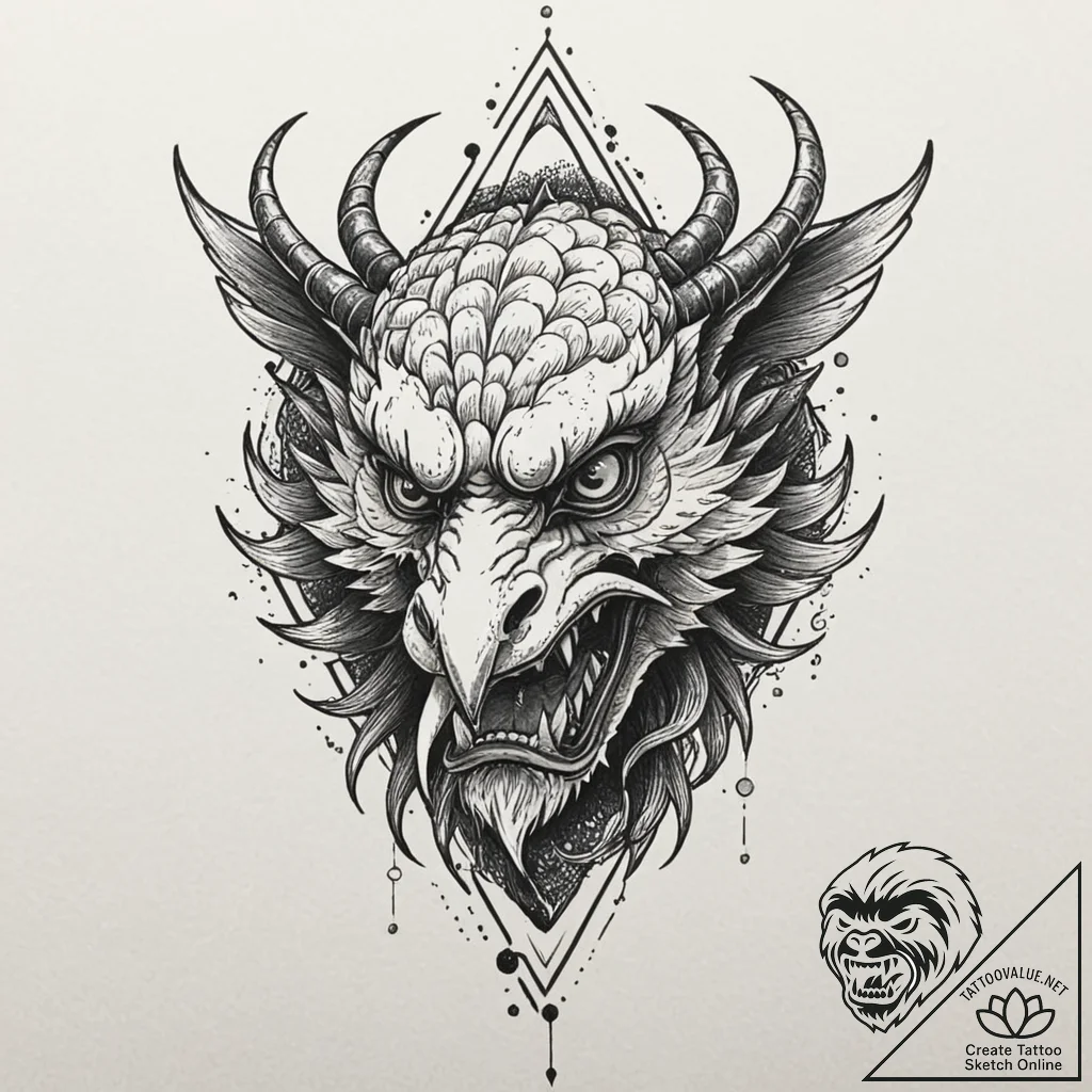 A tengu with a long nose, tattoo flash sheet... - tattoo sketch (№1751210144_0, 29.06.2025 15:15) — tattoovalue.net