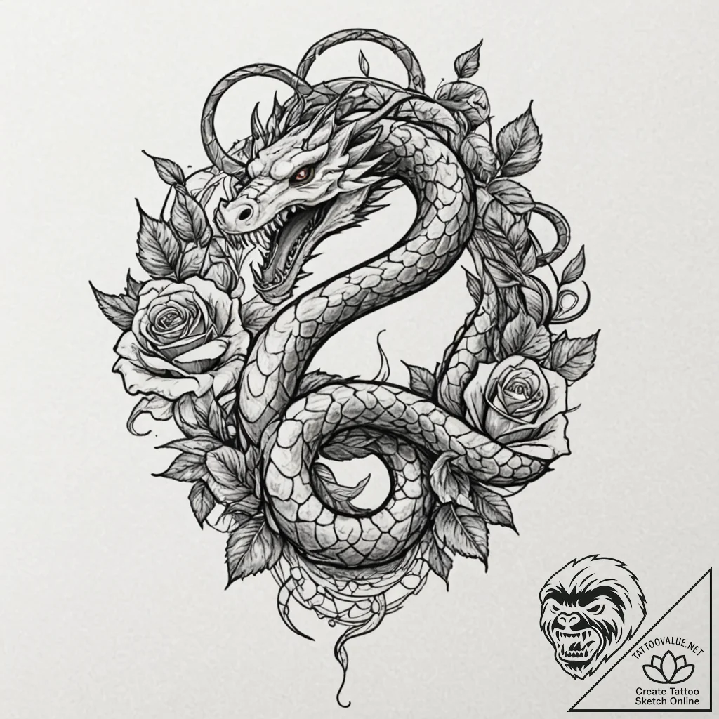 Jörmungandr (world serpent), tattoo flash she... - tattoo sketch (№1751210364_0, 29.06.2025 15:19) — tattoovalue.net