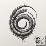 A sandworm from dune, tattoo line art, dotwor… – tattoo sketch (№1751210702_0, 29.06.2025 15:25) — tattoovalue.net
