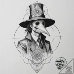 Plague doctor, concept art for tattoo, modera… – tattoo sketch (№1751210808_0, 29.06.2025 15:26) — tattoovalue.net