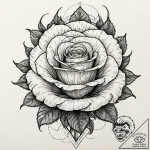 Rose, concept art for tattoo, moderately deta… – tattoo sketch (№1751211103_0, 29.06.2025 15:31) — tattoovalue.net