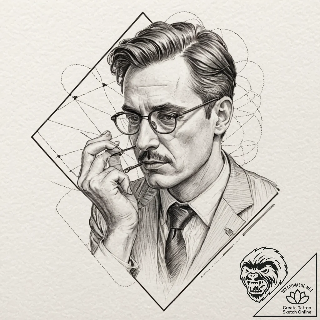 A sketch of the professor, adjusting his glas... - tattoo sketch (№1751211210_0, 29.06.2025 15:33) — tattoovalue.net