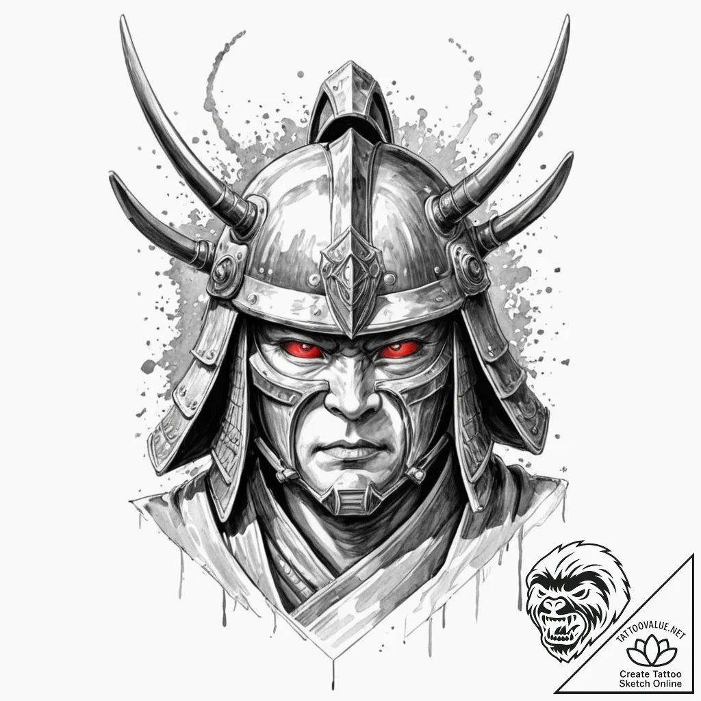 A samurai warrior's helmet (kabuto), artistic... - tattoo sketch (№1751211639_0, 29.06.2025 15:40) — tattoovalue.net