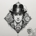 A trash polka tattoo of alex delarge from a c… – tattoo sketch (№1751211952_0, 29.06.2025 15:45) — tattoovalue.net