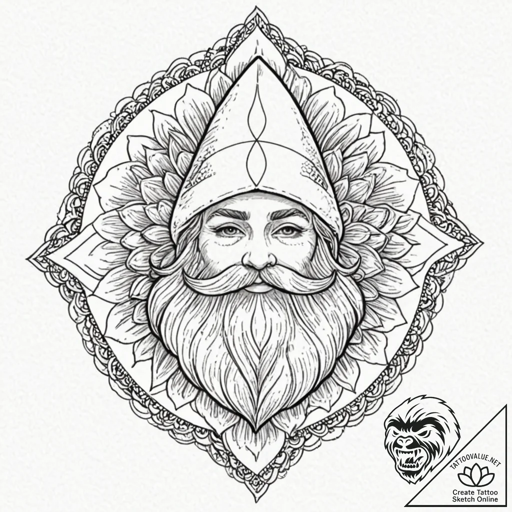 A sketch of the travelling garden gnome from... - tattoo sketch (№1751212579_0, 29.06.2025 15:56) — tattoovalue.net
