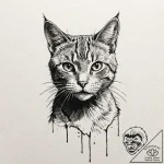 Cat, concept art for tattoo, sepia tone sketc… – tattoo sketch (№1751212790_0, 29.06.2025 15:59) — tattoovalue.net
