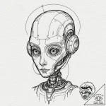 A linework tattoo of marvin the paranoid andr… – tattoo sketch (№1751213102_0, 29.06.2025 16:05) — tattoovalue.net